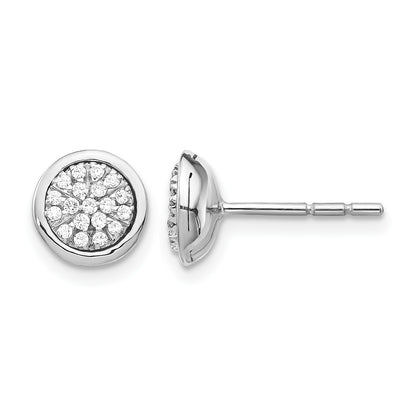 14k White Gold 1/5 carat Diamond Cluster Post Earrings