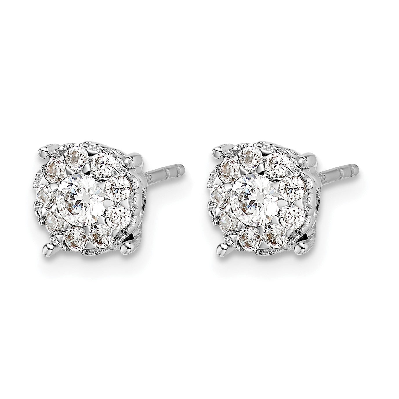 14k White Gold 1/2 carat Diamond Cluster Post Earrings