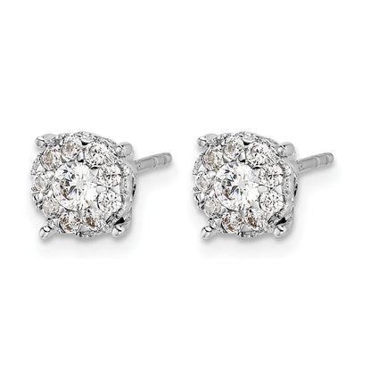 14k White Gold 1/2 carat Diamond Cluster Post Earrings