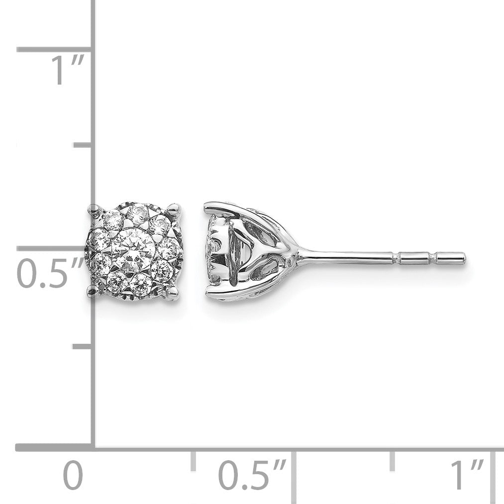 14k White Gold 1/2 carat Diamond Cluster Post Earrings