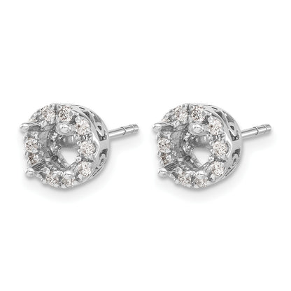 14k White Gold 1/2 carat Diamond (Holds 2-6.5mm Stones) Semi-mount Halo Stud Earrings