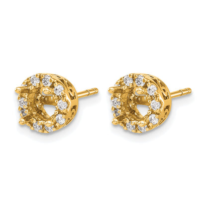 14k 1/2 carat Diamond (Holds 2-6.5mm Stones) Semi-mount Halo Stud Earrings