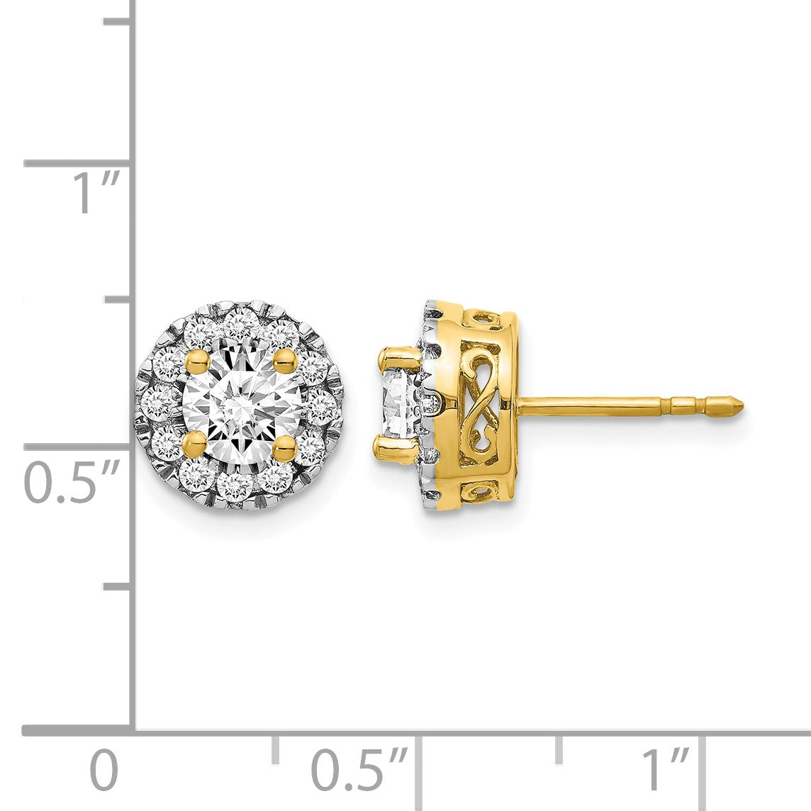 14k 1/2 carat Diamond (Holds 2-6.5mm Stones) Semi-mount Halo Stud Earrings