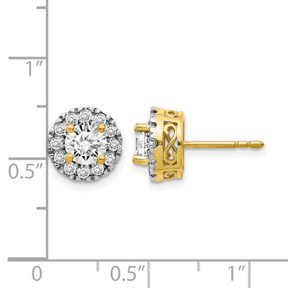 14k 1/2 carat Diamond (Holds 2-6.5mm Stones) Semi-mount Halo Stud Earrings