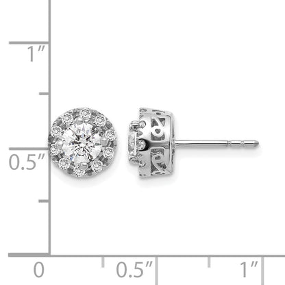 14k White Gold 1/4 carat Diamond (Holds 2-4.8mm Stones) Semi-mount Halo Stud Earrings