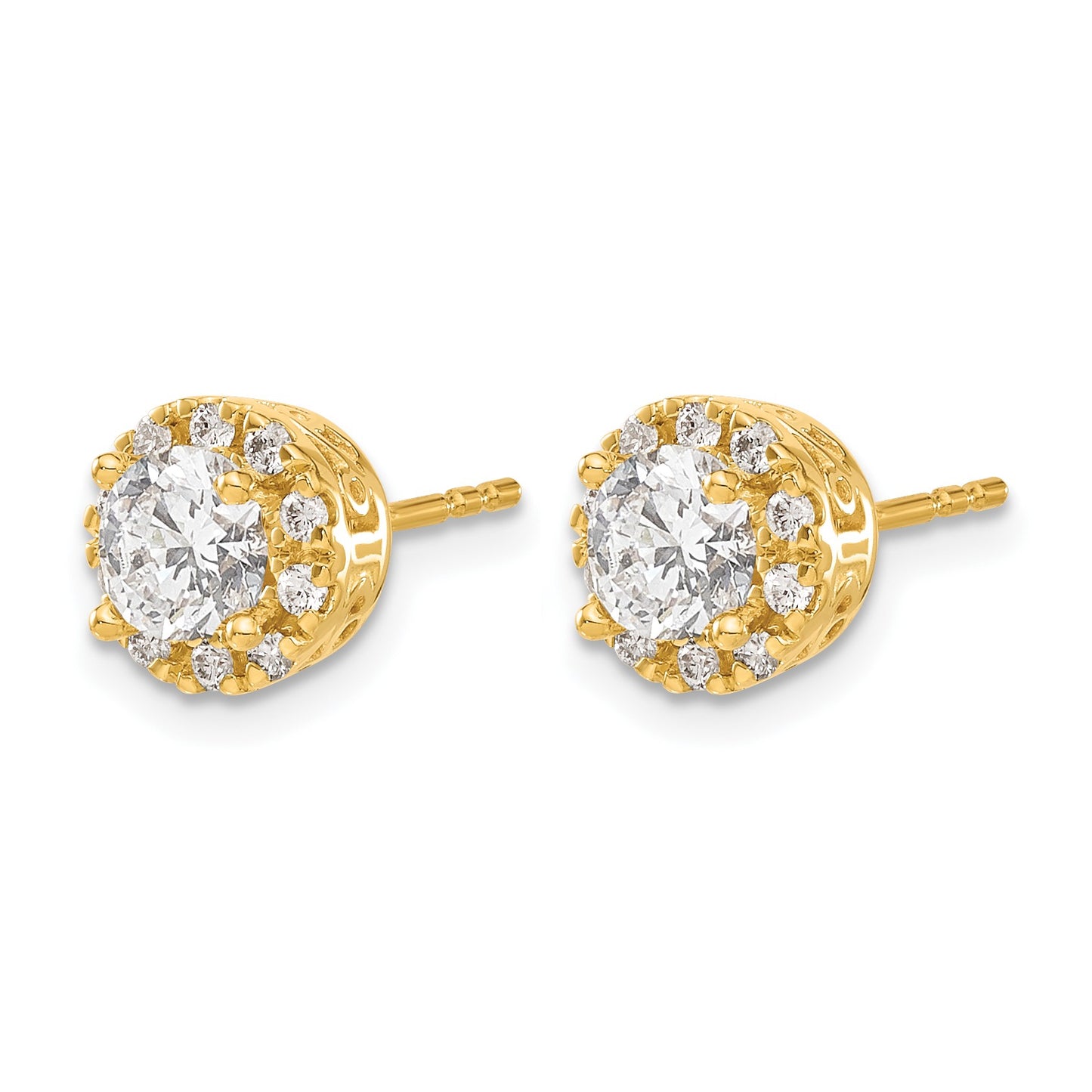 14k 1/4 carat Diamond (Holds 2-4.8mm Stones) Semi-mount Halo Stud Earrings