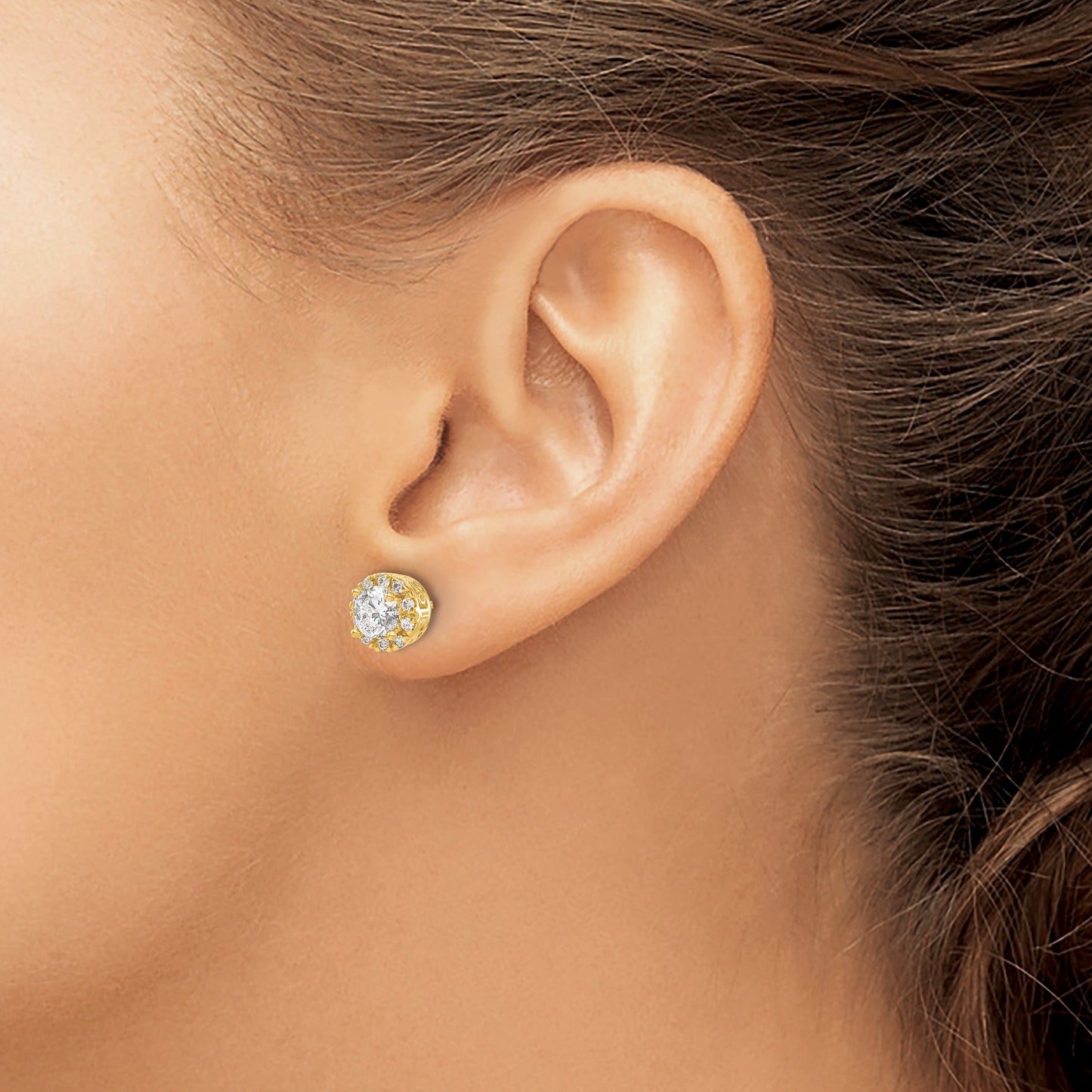 14k 1/4 carat Diamond (Holds 2-4.8mm Stones) Semi-mount Halo Stud Earrings