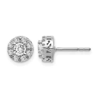 14k White Gold 1/4 carat Diamond (Holds 2-4.2mm Stones) Semi-mount Halo Stud Earrings