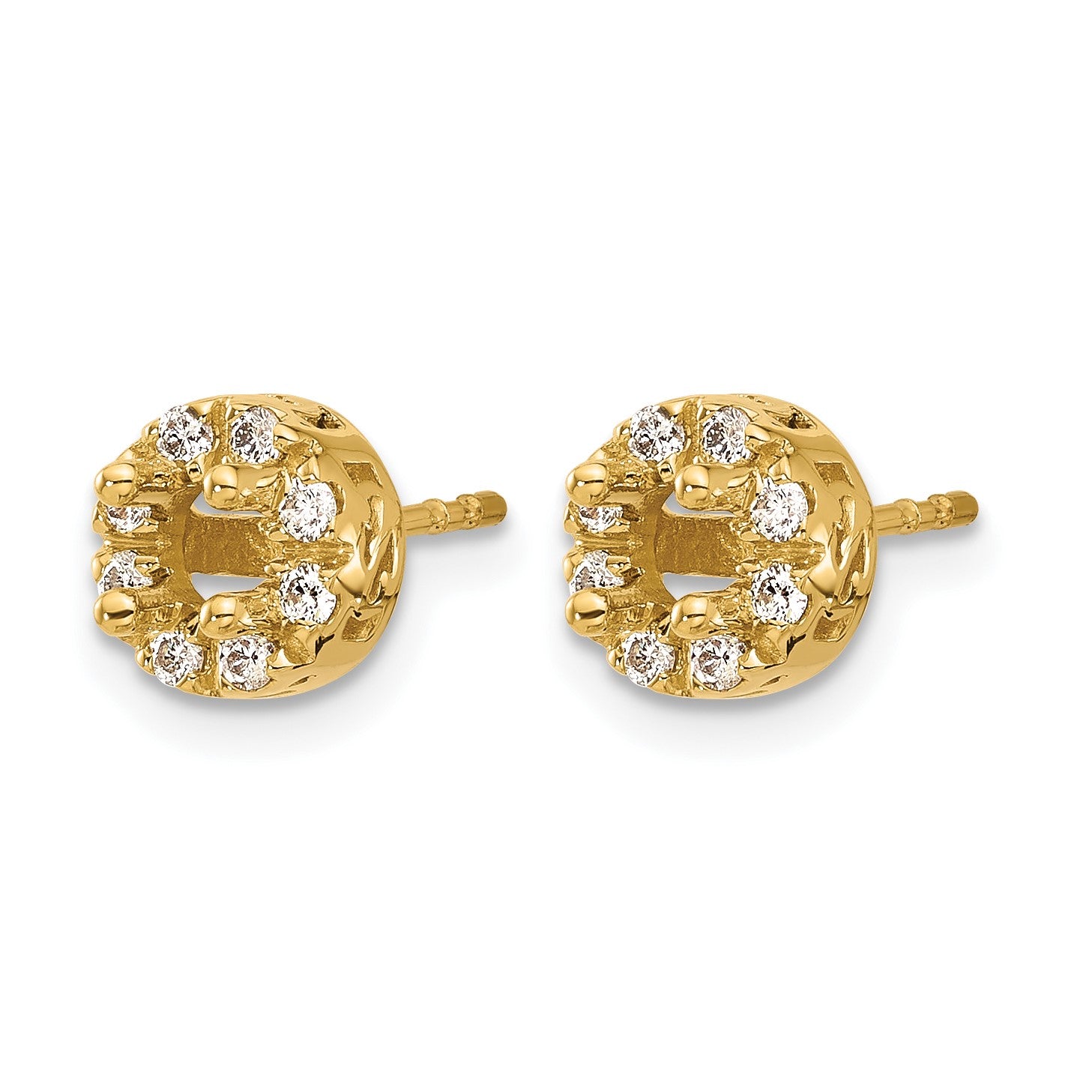 14k 1/4 carat Diamond (Holds 2-4.2mm Stones) Semi-mount Halo Stud Earrings