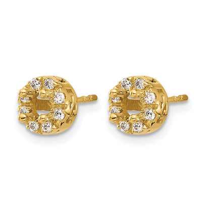 14k 1/4 carat Diamond (Holds 2-4.2mm Stones) Semi-mount Halo Stud Earrings