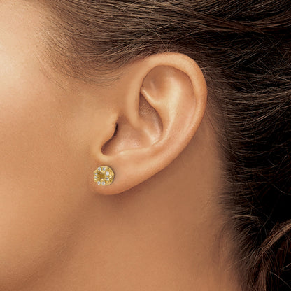 14k 1/4 carat Diamond (Holds 2-4.2mm Stones) Semi-mount Halo Stud Earrings