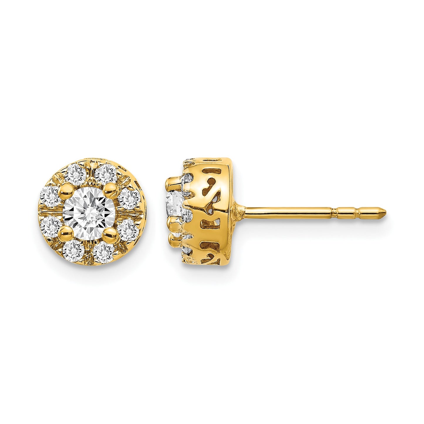 14k 1/4 carat Diamond (Holds 2-4.2mm Stones) Semi-mount Halo Stud Earrings
