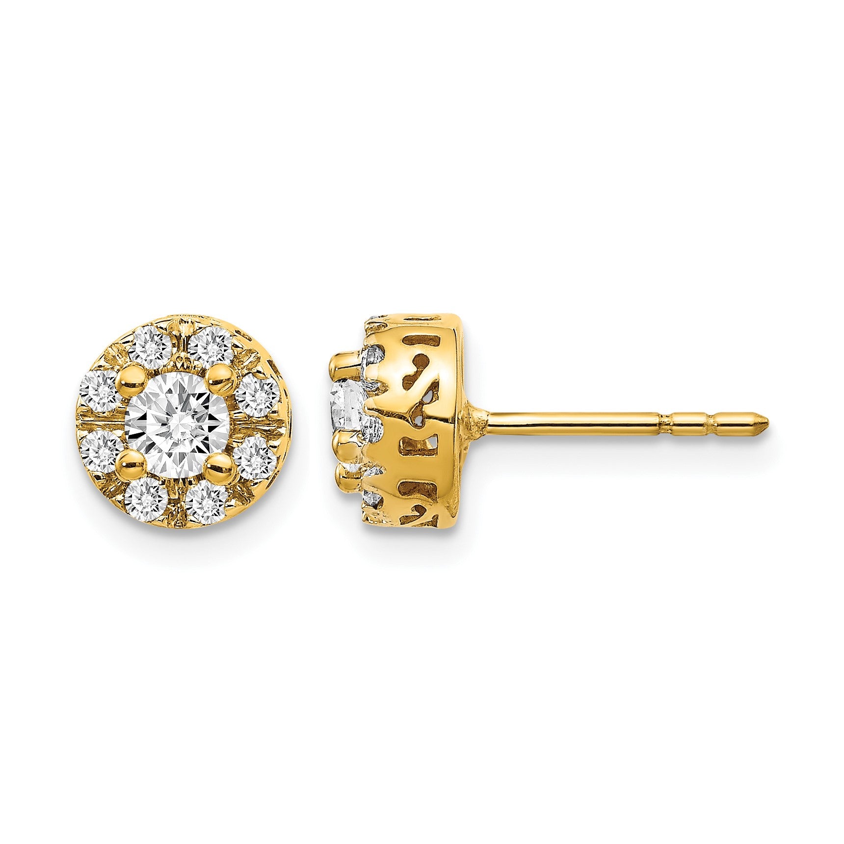 14k 1/4 carat Diamond (Holds 2-4.2mm Stones) Semi-mount Halo Stud Earrings