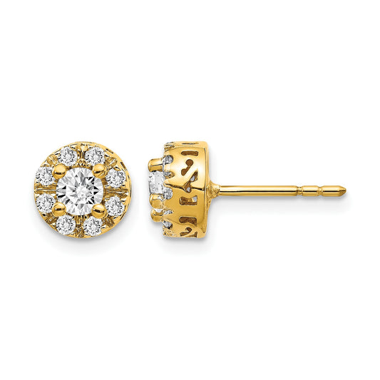 14k 1/4 carat Diamond (Holds 2-4.2mm Stones) Semi-mount Halo Stud Earrings