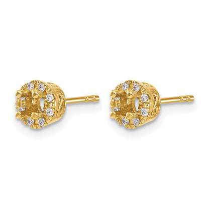 14k 1/10 carat Diamond (Holds 2-3.8mm Stones) Semi-mount Halo Stud Earrings