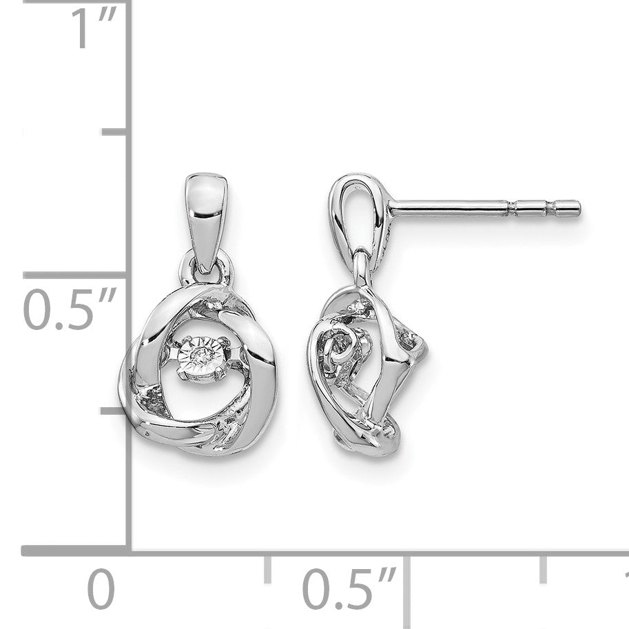 14k White Gold Fancy Moving Diamond Dangle Post Earrings