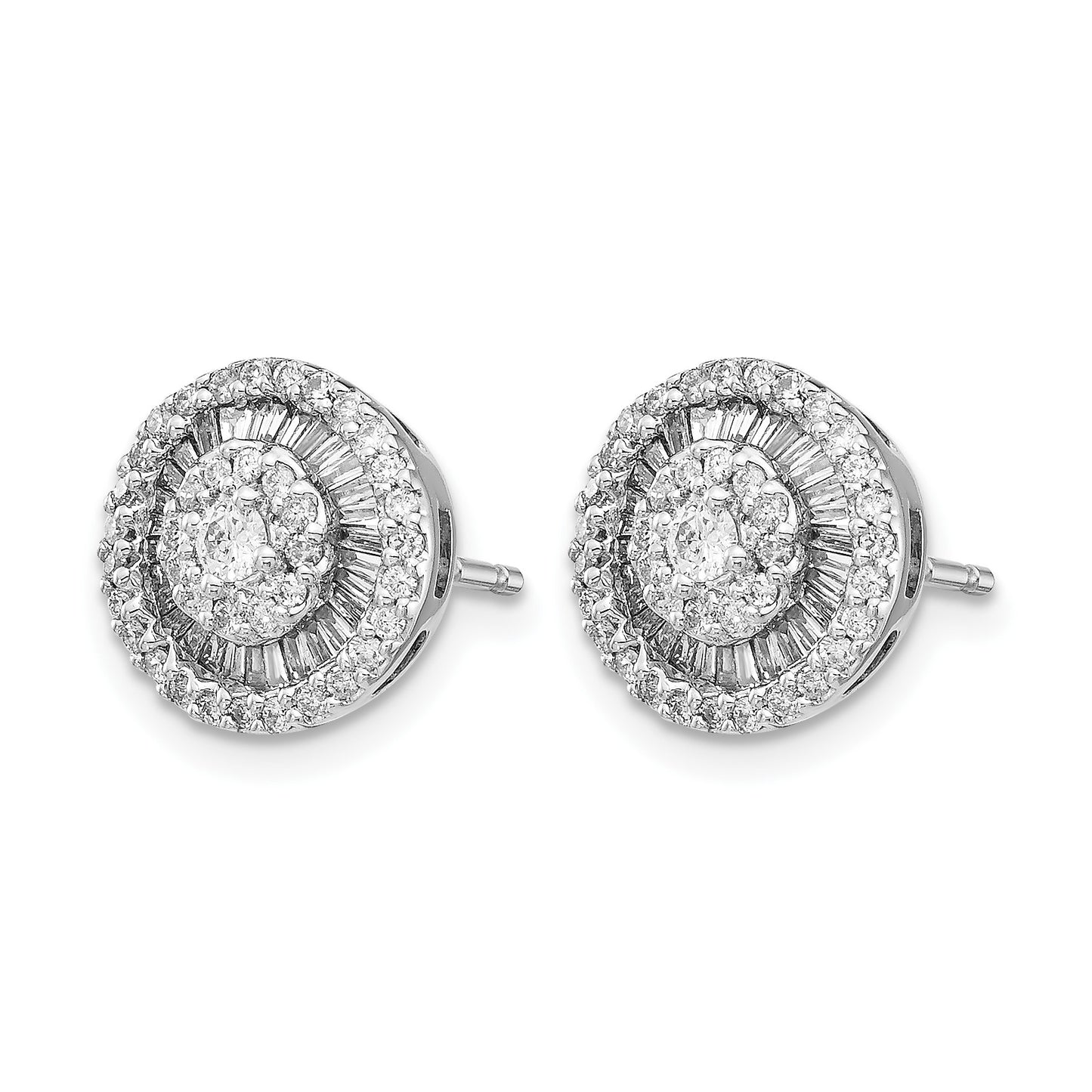14k White Gold 1/2 carat Diamond Cluster Post Earrings