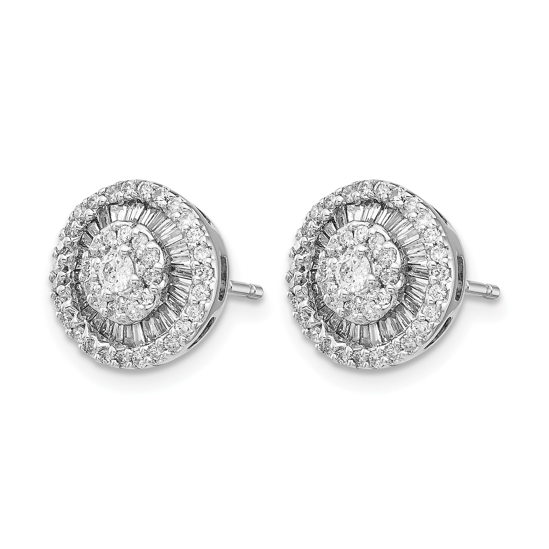 14k White Gold 1/2 carat Diamond Cluster Post Earrings
