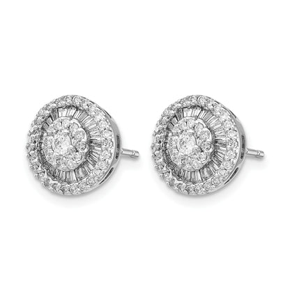 14k White Gold 1/2 carat Diamond Cluster Post Earrings