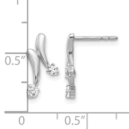 14k White Gold 1/5 carat Diamond 2-Stone Post Earrings