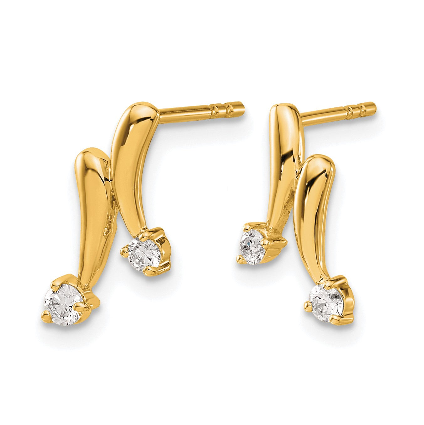 14k 1/5 carat Diamond 2-Stone Post Earrings