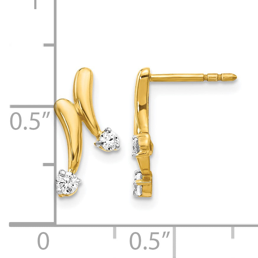 14k 1/5 carat Diamond 2-Stone Post Earrings