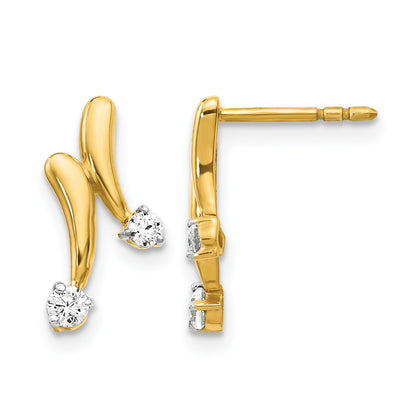 14k 1/5 carat Diamond 2-Stone Post Earrings
