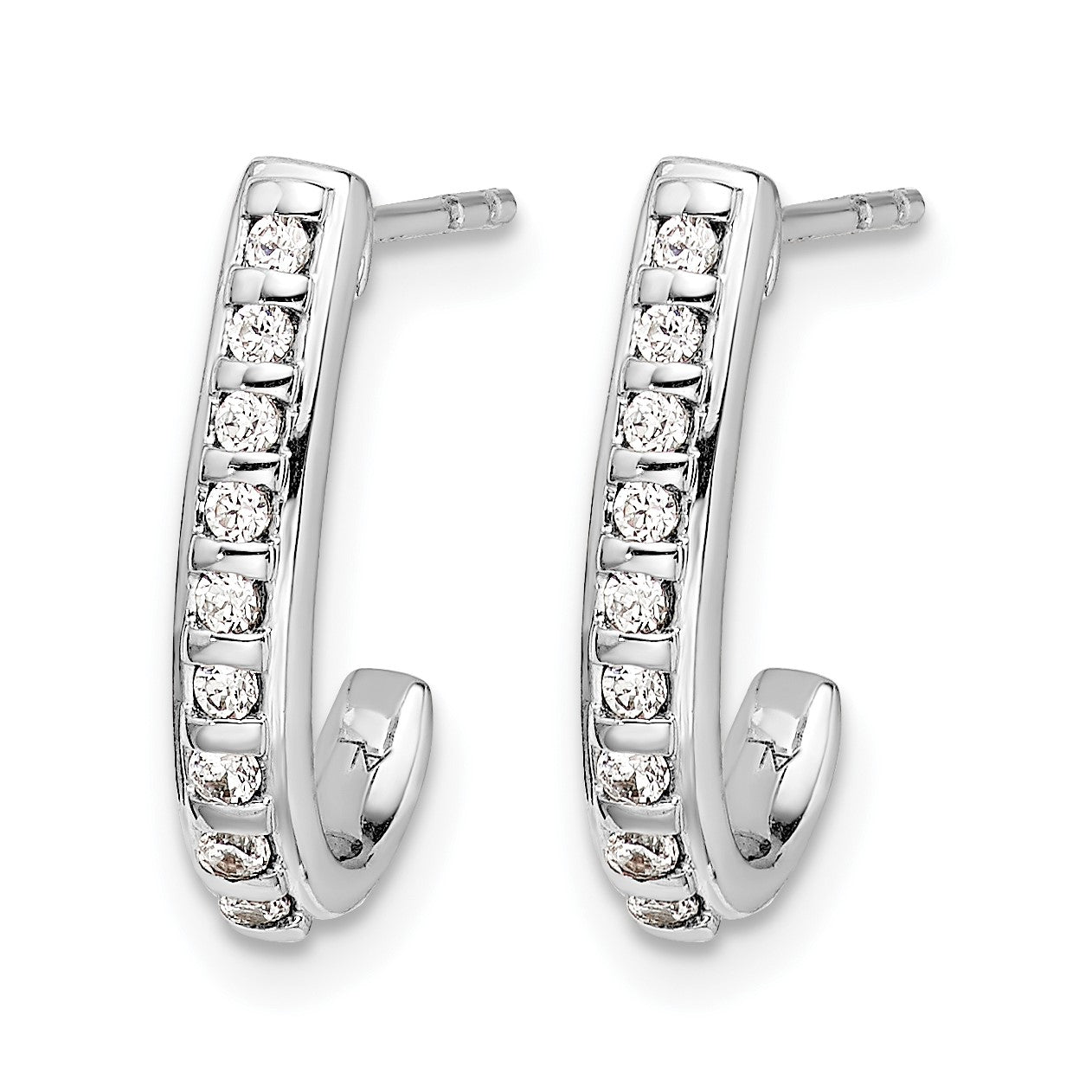 14k White Gold 1/5 carat Diamond J-Hoop Post Earrings