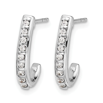 14k White Gold 1/5 carat Diamond J-Hoop Post Earrings