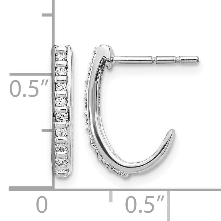 14k White Gold 1/5 carat Diamond J-Hoop Post Earrings