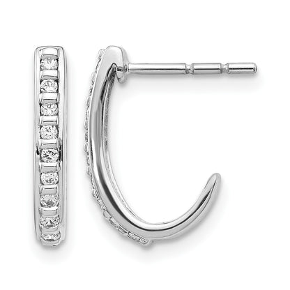 14k White Gold 1/5 carat Diamond J-Hoop Post Earrings