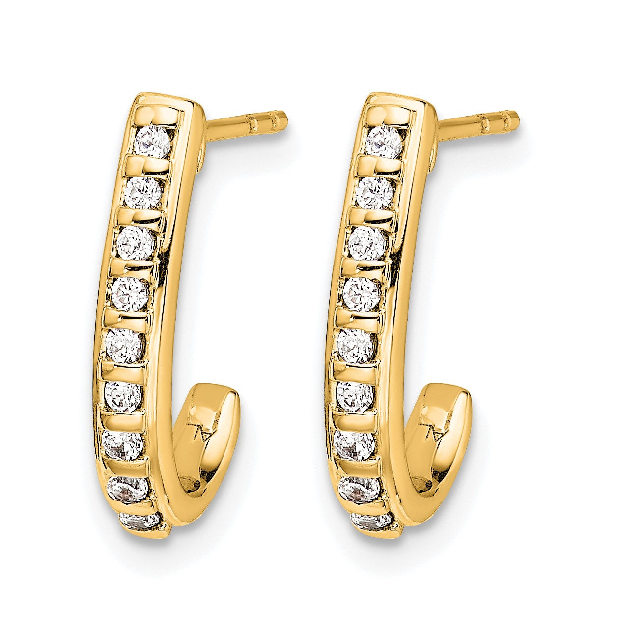 14k 1/5 carat Diamond J-Hoop Post Earrings