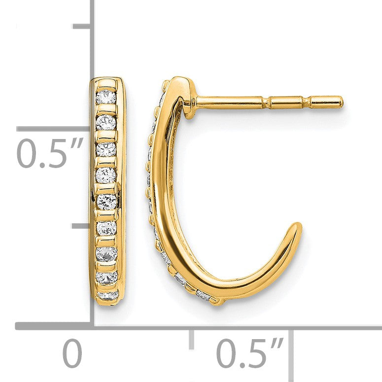 14k 1/5 carat Diamond J-Hoop Post Earrings