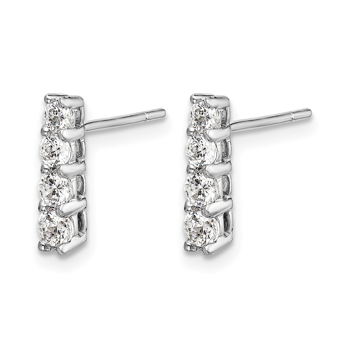 14k White Gold 4-stone 1/2 carat Diamond Post Earrings