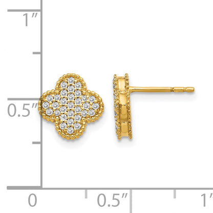 14k 1/3 carat Pave Diamond Quatrefoil Post Earrings