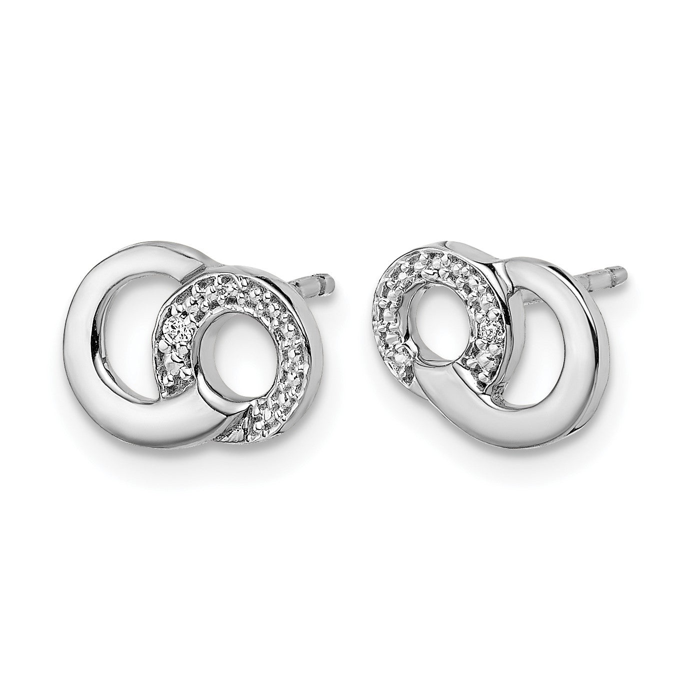14k White Gold Diamond Circles Post Earrings