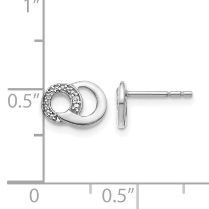 14k White Gold Diamond Circles Post Earrings