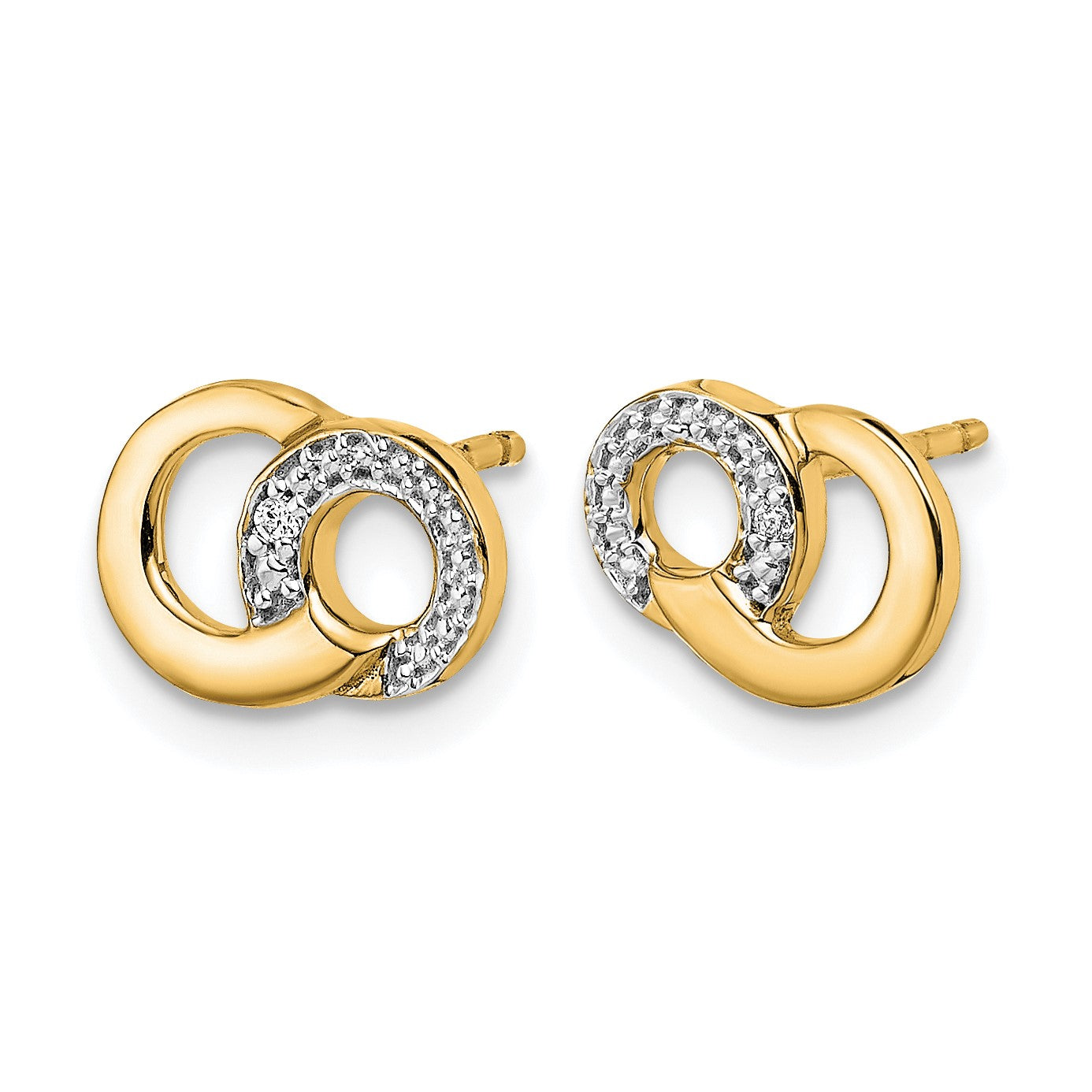 14k with White Rhodium Diamond Circles Post Earrings