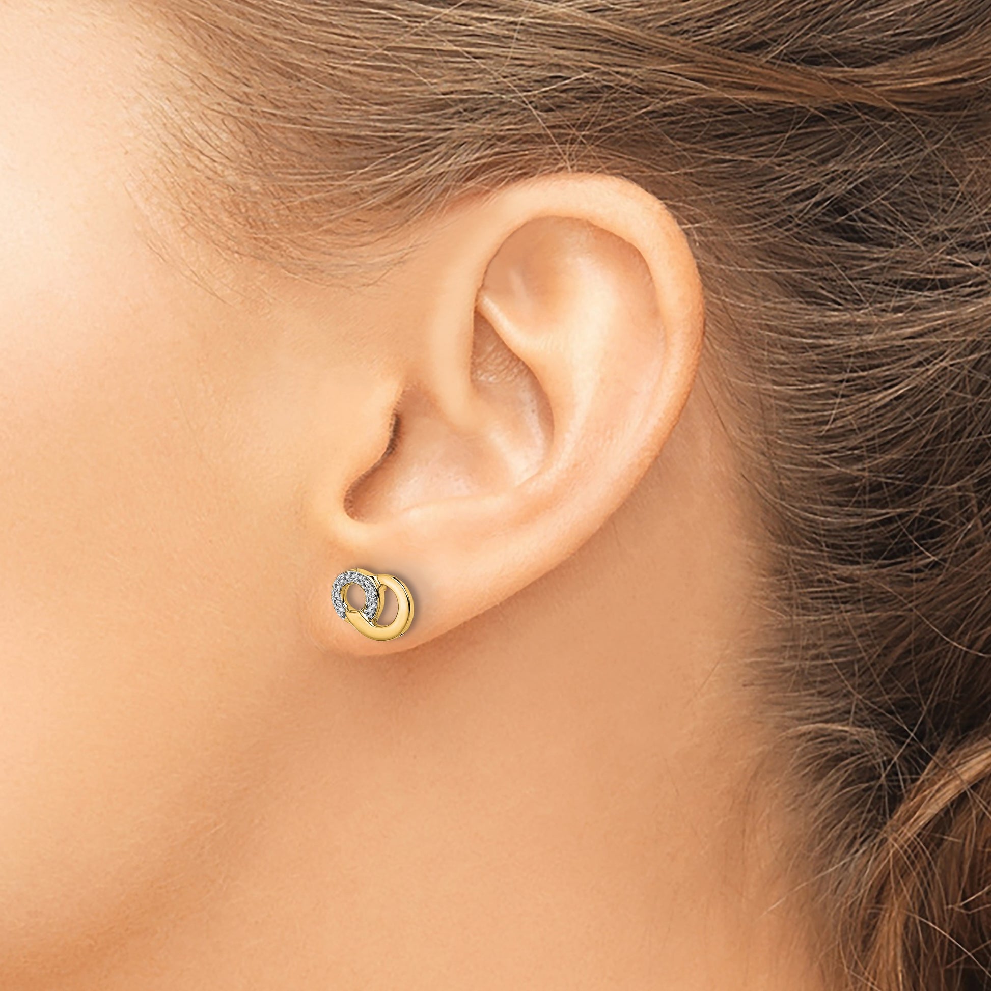 14k with White Rhodium Diamond Circles Post Earrings