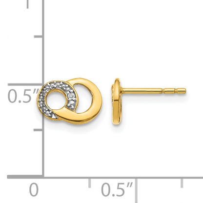 14k with White Rhodium Diamond Circles Post Earrings