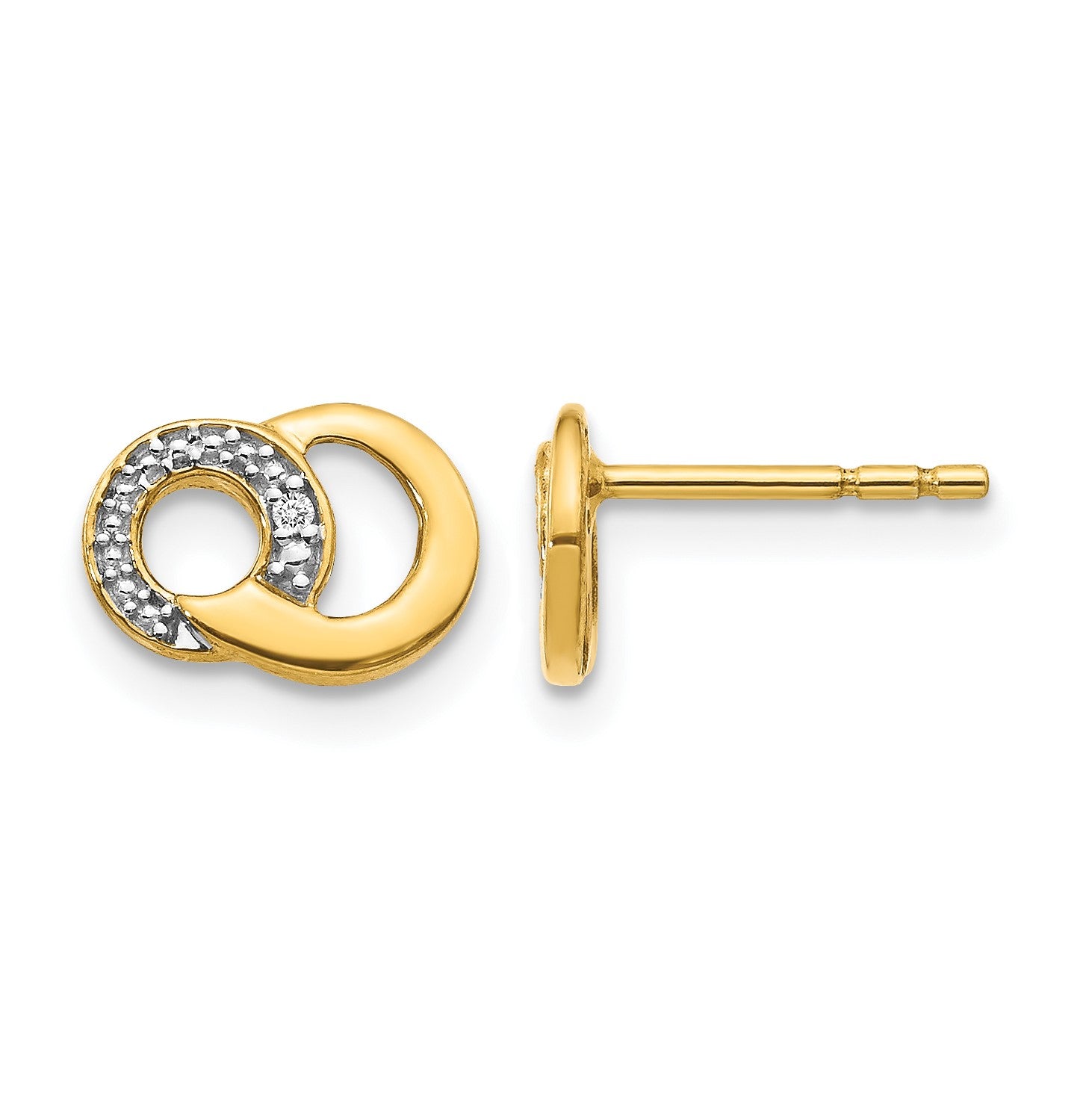 14k with White Rhodium Diamond Circles Post Earrings