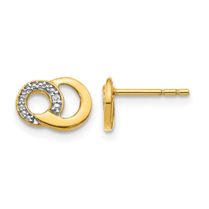 14k with White Rhodium Diamond Circles Post Earrings