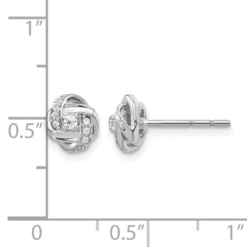 14k White Gold 1/8 carat Diamond Love Knot Post Earrings