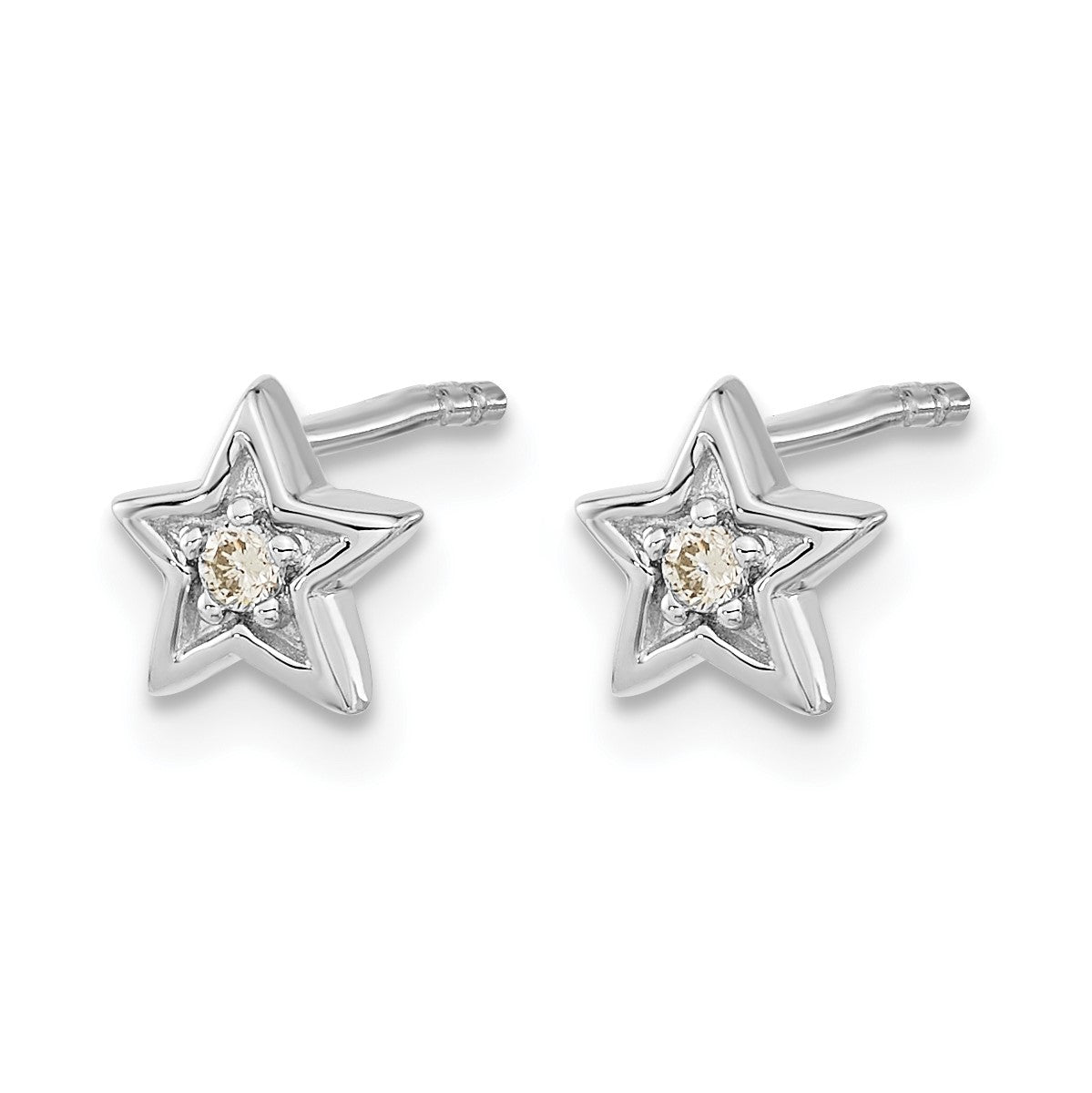 14k White Gold 1/20 carat Diamond Star Post Earrings