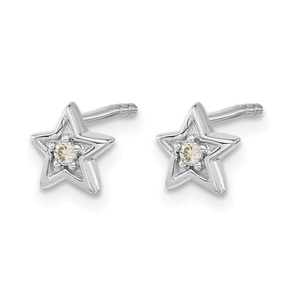 14k White Gold 1/20 carat Diamond Star Post Earrings