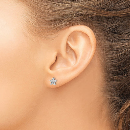 14k White Gold 1/20 carat Diamond Star Post Earrings