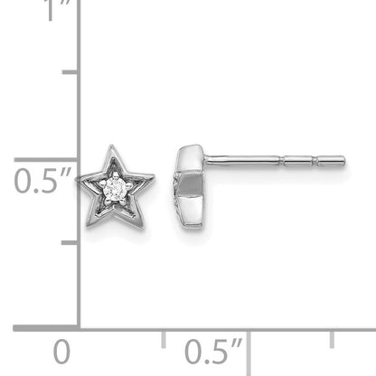 14k White Gold 1/20 carat Diamond Star Post Earrings