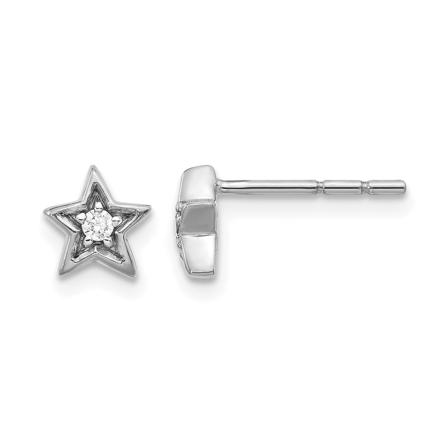 14k White Gold 1/20 carat Diamond Star Post Earrings