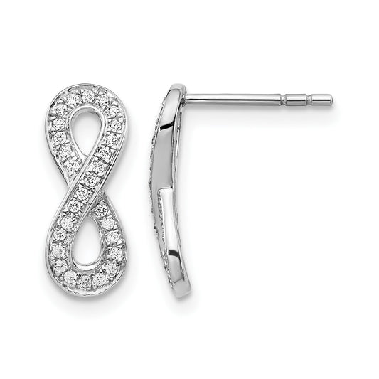 14k White Gold 1/6 carat Diamond Infinity Post Earrings