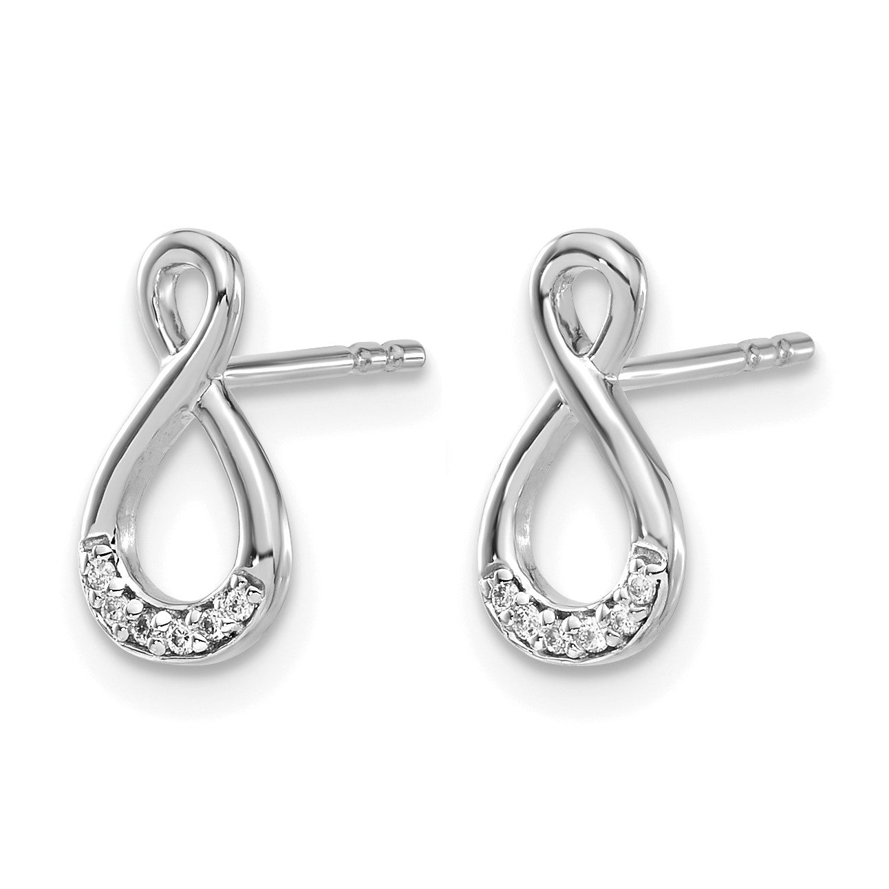 14k White Gold Diamond Twisted Infinity Post Earrings